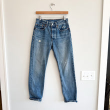 Load image into Gallery viewer, Levi's 501 Button Fly Distressed High Rise Straight Leg Jeans Blue 26
