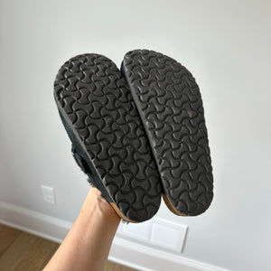 Birkenstock Boston Shearling Suede Leather Slip On Unisex Clogs Black 7