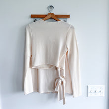 Load image into Gallery viewer, Luca + Grae Ribbed Knit Wrap Long Sleeve Crop Top &amp; Skirt Set Cream L NWT
