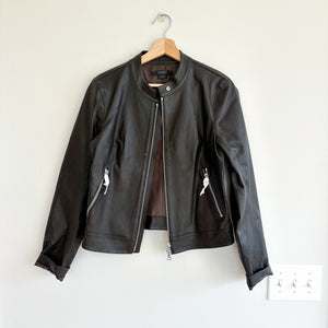 Classics by Worth Genuine Leather Zip Up Jacket Black 10 NWOT