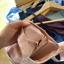 Load image into Gallery viewer, Athleta Warrior Longline Printed Bra Pink Camo S
