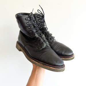 Robert Clergerie Fur Lining Leather Combat Lace Up Ankle Boots Black 8.5