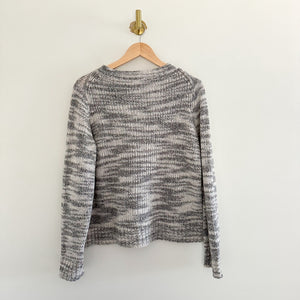 Eileen Fisher Merino Wool-Silk Knit Crew Neck Long Sleeve Pullover Sweater Gray M