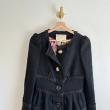 Load image into Gallery viewer, Anthropologie Leifsdottir Button Front Long Sleeve Embellished Coat Black 2
