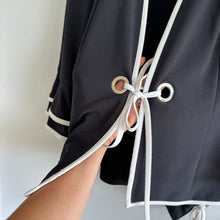 Load image into Gallery viewer, Joseph Ribkoff Ruffles 3/4 Sleeve Tie-Up Front Jacket Top Set Black 14
