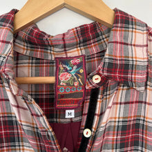Load image into Gallery viewer, Johnny Was 3J Workshop Lorie Plaid Embroidered Shirt Burgundy M
