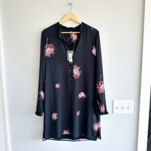 Load image into Gallery viewer, Yoana Baraschi Floral Long Sleeve Tunic Ruffle Shirt Dress Black L
