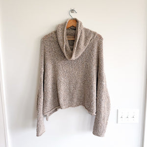 Free People Bff Loopy-Knit Cowl Neck Pullover Sweater Beige S