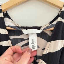 Load image into Gallery viewer, H&amp;M Knot-Detail Zebra Print V-Neck Long Sleeve Midi Dress Black/White S
