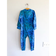 Load image into Gallery viewer, Deux Par Deux Gradient Dinosaur Print One Piece Thermal Base Layers Blue 4 NWT
