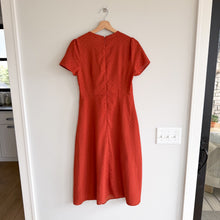 Load image into Gallery viewer, Re:named Polka Dot Pattern Twist V-Neck Casual Midi Dress Orange M
