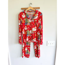 Load image into Gallery viewer, Bums &amp; Roses In The Nick of Time Santa Claus Holiday Print Pajama Set Red XS
