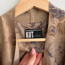 Load image into Gallery viewer, Kut From The Kloth Tayanita Faux Suede Draped Front Jacket Brown Multi M
