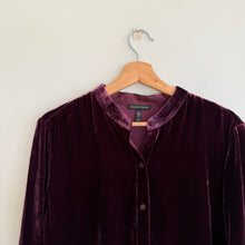Load image into Gallery viewer, Eileen Fisher Silk Blend Velvet Classic Collar Button Down Shirt in Casis
