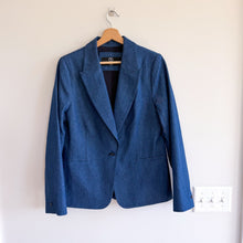 Load image into Gallery viewer, Hipchik Couture Crystal Skull Embellished Single-Breasted Blazer Denim Blue 14
