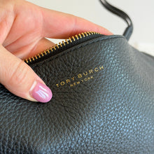 Load image into Gallery viewer, Tory Burch Pebbled Leather Zip-Closure Hobo Shoulder Bag Black
