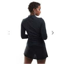 Load image into Gallery viewer, Abercrombie &amp; Fitch Mock Neck Long Sleeve Ruched Sides Top Black M
