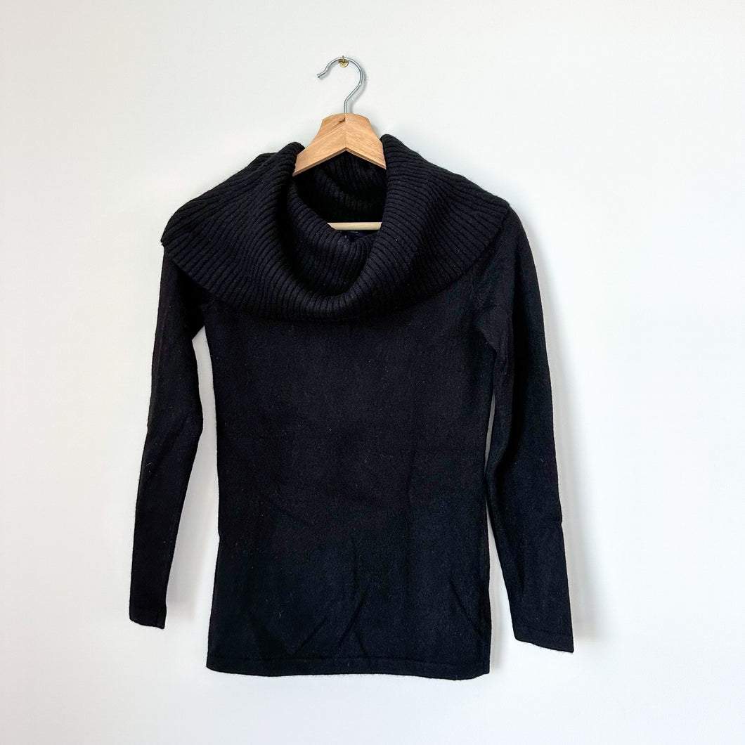 Anne Klein Cashmere Knit Cowl Neck Pullover Sweater Black S