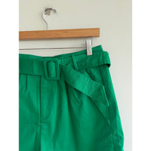 Load image into Gallery viewer, Verdusa Belted Pleated Front High Rise Casual Shorts Green L NWT
