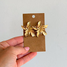 Load image into Gallery viewer, Gold Flower Statement Stud Earrings Gold One Size
