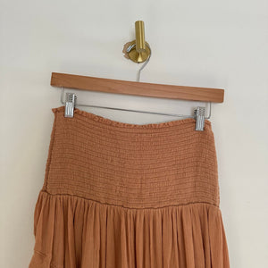 Free People Coast To Coast Convertible Asymmetric Hem Midi Skirt Brown S