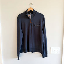 Load image into Gallery viewer, Ted Baker Quarter Leather Zip Polo Long Sleeve Pullover Sweater Navy Blue 7
