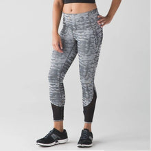 Load image into Gallery viewer, Lululemon Beat The Heat Tight Mesh Leggings Gray Jacquard 8
