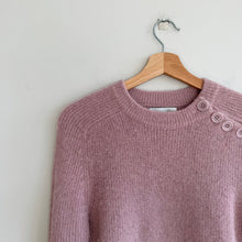 Load image into Gallery viewer, Antik Batik Alpaca Blend Crew Knit Long Sleeve Button Shoulder Sweater Pink S
