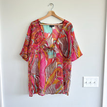 Load image into Gallery viewer, DynaShape Retro Paisley Print Sheer Coverup Pink Multi S/M
