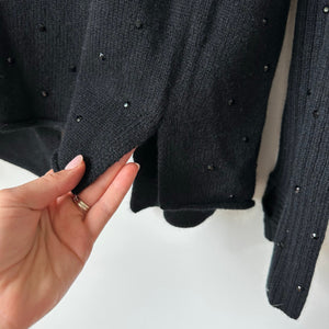 Zadig & Voltaire Cosany Rhinestone Embellished Hooded Cashmere Cardigan Black