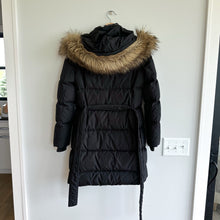 Load image into Gallery viewer, J. Crew Wintress Faux-Fur Hood Mid Length Outdoor Puffer Coat Black XS
