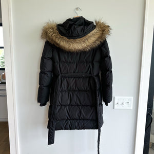 J. Crew Wintress Faux-Fur Hood Mid Length Outdoor Puffer Coat Black XS