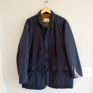 J. Hilburn Highlander Light Puffer Leather Collar Jacket Navy 2XL
