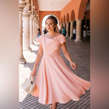 Load image into Gallery viewer, Gal Meets Glam Sally Belted Crepe Fit &amp; Flare Mini Dress Coral Pink 8 NWT
