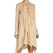 Load image into Gallery viewer, BCBGMAXAZRIA Cynthia Keyhole Front Asymmetrical Dress Tan M
