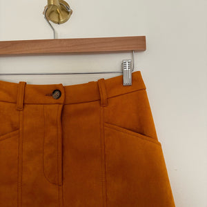 French Connection Faux Suede Lined Casual Mini Skirt Orange 2