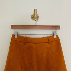 French Connection Faux Suede Lined Casual Mini Skirt Orange 2