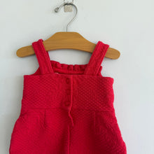 Load image into Gallery viewer, Janie and Jack Floral Jacquard Sleeveless Button Front Romper Red 3-6M
