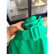 Load image into Gallery viewer, Verdusa Belted Pleated Front High Rise Casual Shorts Green L NWT
