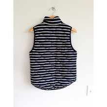 Load image into Gallery viewer, J.Crew Excursion Quilted Puffer Down Filled Striped Vest Navy Blue XS
