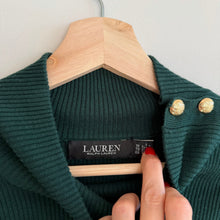 Load image into Gallery viewer, Lauren Ralph Lauren Black Label Mock Neck Knitted Puff Sleeve Sweater Green 1X
