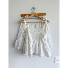 Load image into Gallery viewer, Madewell Rosalie Tie Strap Top Embroidered Smock Waist Mini Skirt Set White M
