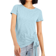 Load image into Gallery viewer, NWT INC International Concepts Ruched Side Short Sleeve T-Shirt Blue 1X
