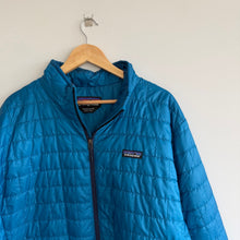 Load image into Gallery viewer, Patagonia Nano Zip Up Mock Neck Puffer Jacket Blue XXL
