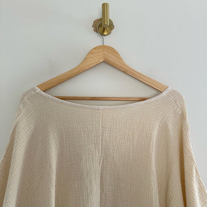 Easel Gauze Cotton V-Neck Batwing Sleeve Blouse Cream M