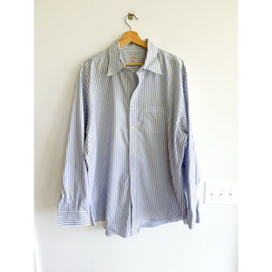 Brooks Brothers Striped Madison Fit Long Sleeve Button Down Shirt Blue White XL