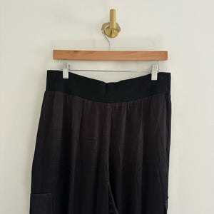 Boston Proper Charmeuse Cargo Satin Set Black L