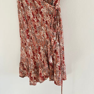 Free People All My Love Pink Floral Wrap Mini Dress Pink/Red XS