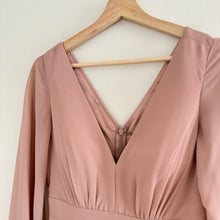 Load image into Gallery viewer, BHLDN Doria Chiffon V-Neck Long Sleeve Maxi Dress Blush Pink 2
