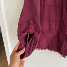 Load image into Gallery viewer, Sanctuary Roy Frayed Raw Hem Mock Neck Zip Up Army Jacket Burgundy Red M
